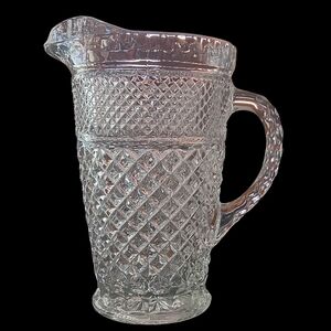 Vintage Anchor Hocking pitcher in the "Wexford" Diamond Cut Pattern Like New